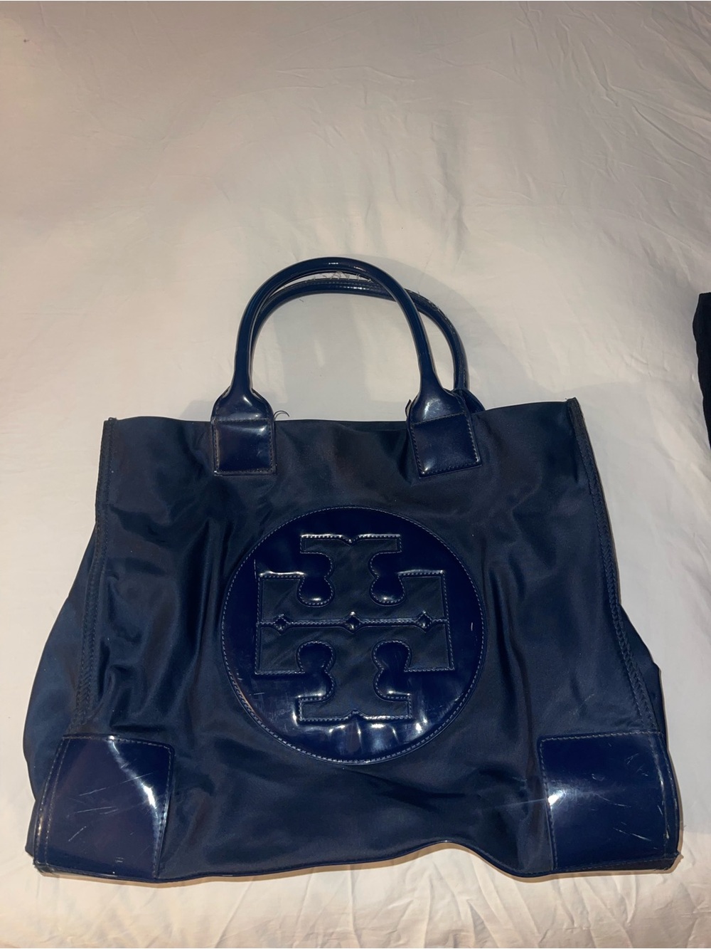 Tory Burch Nylon Miller Patent Logo Tote